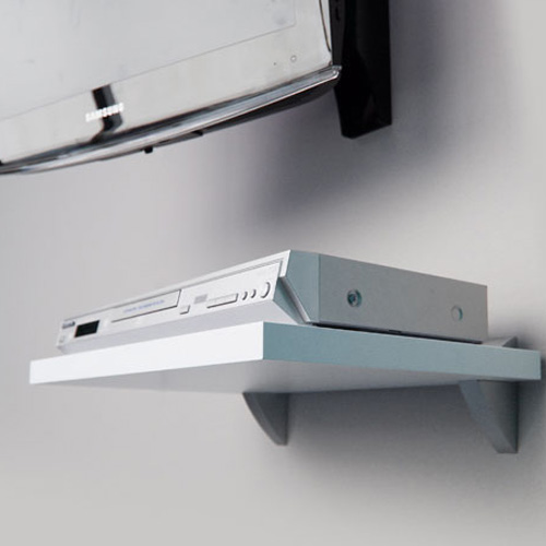 Floating media shelf under mounted TV