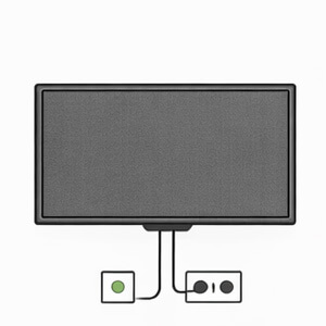 TV with power outlet behind it showing electrical work for TV installation