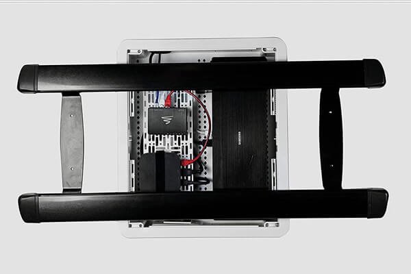 17 inch recessed media box installed in green wall for hidden TV cable management